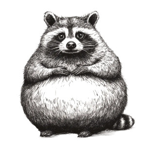 Fat Racoon Sketch Vinyl Car Decal Sticker – Waterproof & UV-Resistant 4.0"
