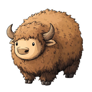 Fluffy Buffalo Plushie Vinyl Car Decal Sticker – Waterproof & UV-Resistant 4.0"