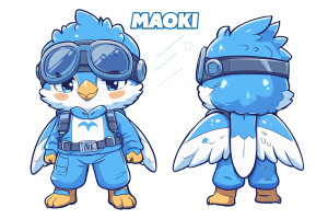 Futuristic Chibi Blue Mascot Vinyl Car Decal Sticker – Waterproof & UV-Resistant 6.0"