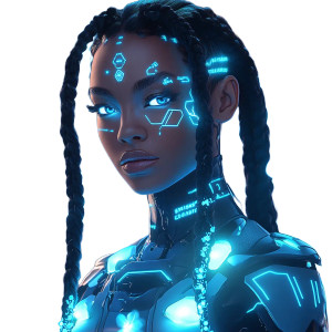 Futuristic Woman Glowing Braids Vinyl Car Decal Sticker – Waterproof & UV-Resistant 4.0"