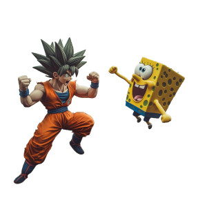 Goku Spongebob Monterrey Vinyl Car Decal Sticker – Waterproof & UV-Resistant 4.0"
