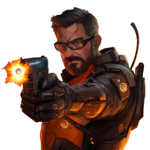 Gordon Freeman Firing Gun Vinyl Car Decal Sticker – Waterproof & UV-Resistant 4.0"