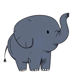 Gray Elephant Childlike Style Vinyl Car Decal Sticker – Waterproof & UV-Resistant 4.0"