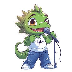 Green Chibi Dragon Singing Vinyl Car Decal Sticker – Waterproof & UV-Resistant 4.0"