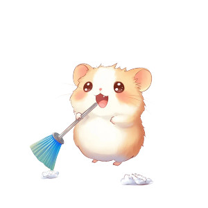 Hamster Running Cleaning Chibi Vinyl Car Decal Sticker – Waterproof & UV-Resistant 4.0"
