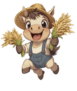 Happy Farmer Pony Rice Vinyl Car Decal Sticker – Waterproof & UV-Resistant 4.0"