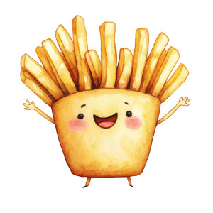 Happy French Fries Watercolor Vinyl Car Decal Sticker – Waterproof & UV-Resistant 4.0"