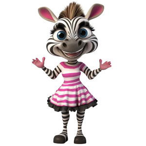 Happy Zebra Mascot Tpose Vinyl Car Decal Sticker – Waterproof & UV-Resistant 4.0"