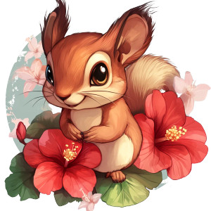 Hibiscus Squirrel Chibi Vinyl Car Decal Sticker – Waterproof & UV-Resistant 4.0" Hibiscus Squirrel Chibi Vinyl Car Decal Sticker – Waterproof & UV-Resistant 4.0"