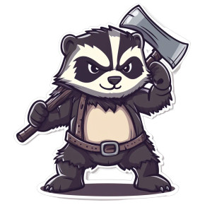 Honey Badger Barbarian Axe Vinyl Car Decal Sticker – Waterproof & UV-Resistant 4.0"