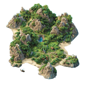 Isometric Realistic Island Map Vinyl Car Decal Sticker – Waterproof & UV-Resistant 4.0"