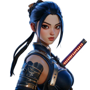 Japanese Female Warrior Katana Vinyl Car Decal Sticker – Waterproof & UV-Resistant 4.0"