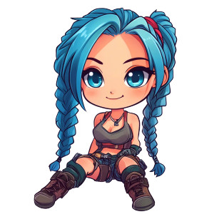 Jinx Arcane Chibi Cute Vinyl Car Decal Sticker – Waterproof & UV-Resistant 4.0"