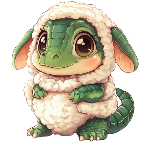 Kawaii Alligator Lamb Costume Vinyl Car Decal Sticker – Waterproof & UV-Resistant 4.0"