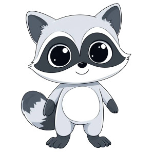 Kawaii Anime Raccoon Outline Vinyl Car Decal Sticker – Waterproof & UV-Resistant 4.0"