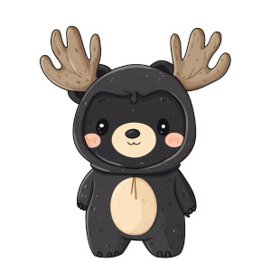 Kawaii Bear Moose Costume Vinyl Car Decal Sticker – Waterproof & UV-Resistant 4.0"