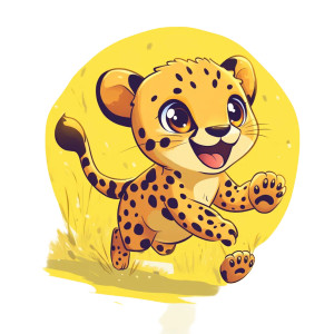 Kawaii Cheetah Running Sunny Vinyl Car Decal Sticker – Waterproof & UV-Resistant 4.0"