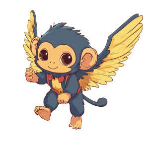 Kawaii Flying Monkey Vinyl Car Decal Sticker – Waterproof & UV-Resistant 4.0"