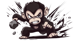 Kawaii Monkey Stone Hit Vinyl Car Decal Sticker – Waterproof & UV-Resistant 7.14"