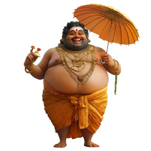 Kerala Fat Mahabali Smile Umbrella Vinyl Car Decal Sticker – Waterproof & UV-Resistant 4.0"