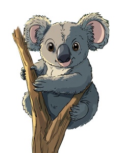Kids Koala Cartoon Thickline Vinyl Car Decal Sticker – Waterproof & UV-Resistant 4.0"