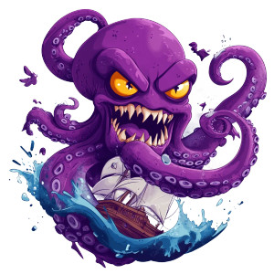 Kraken Cute Angry Ship Vinyl Car Decal Sticker – Waterproof & UV-Resistant 4.0"