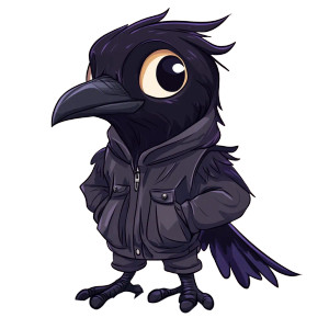 Mascot Raven Human Cool Vinyl Car Decal Sticker – Waterproof & UV-Resistant 4.0"