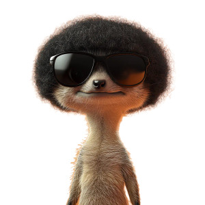 Meerkat Afro Sunglasses Orange Vinyl Car Decal Sticker – Waterproof & UV-Resistant 4.0"