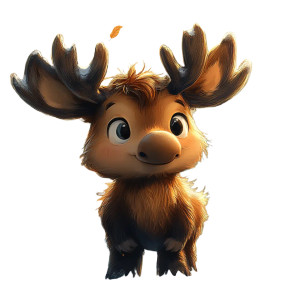 Moose Cartoon Mascot Lovely Vinyl Car Decal Sticker – Waterproof & UV-Resistant 4.0"