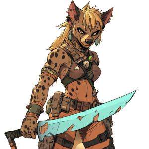 Muscled Female Hyena Kineticist Vinyl Car Decal Sticker – Waterproof & UV-Resistant 4.0"