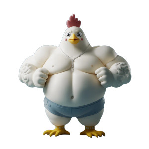 Muscular Cartoon Chicken Fitness Vinyl Car Decal Sticker – Waterproof & UV-Resistant 4.0"