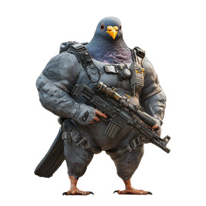 Muscular Pigeon Minigun Vinyl Car Decal Sticker – Waterproof & UV-Resistant 4.0"
