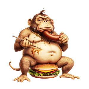 Obese Monkey King Sausage Vinyl Car Decal Sticker – Waterproof & UV-Resistant 4.0"