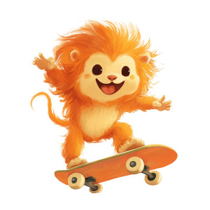 Orange Lion Skateboard Happy Vinyl Car Decal Sticker – Waterproof & UV-Resistant 4.0"