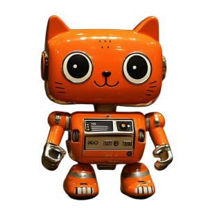 Orange Robot Cat Toy Vinyl Car Decal Sticker – Waterproof & UV-Resistant 4.0"