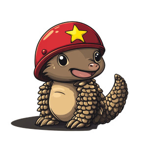 Pangolin Red Helmet Yellow Star Vinyl Car Decal Sticker – Waterproof & UV-Resistant 4.0"