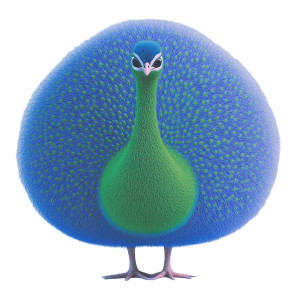 Peacock Q Version Plush Vinyl Car Decal Sticker – Waterproof & UV-Resistant 4.0"