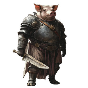 Pig Humanoid Brigandine Armor Vinyl Car Decal Sticker – Waterproof & UV-Resistant 4.0"