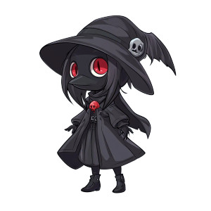 Plague Doctor Witch Chibi Vinyl Car Decal Sticker – Waterproof & UV-Resistant 4.0"