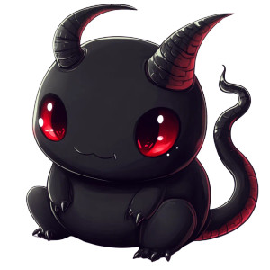Plump Black Chibi Demon Vinyl Car Decal Sticker – Waterproof & UV-Resistant 4.0"