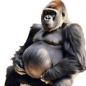 Pregnant Male Gorilla Vinyl Car Decal Sticker – Waterproof & UV-Resistant 4.0"