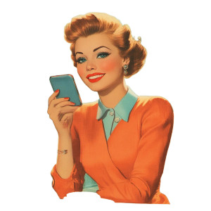 1950S Woman Smartphone Ad Vinyl Car Decal Sticker – Waterproof & UV-Resistant 4.0" 1950S Woman Smartphone Ad Vinyl Car Decal Sticker – Waterproof & UV-Resistant 4.0"