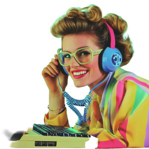 80S Ad Poster Woman Computer Vinyl Car Decal Sticker – Waterproof & UV-Resistant 4.0"