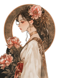 Anime Girl Hanfu Flowers Vinyl Car Decal Sticker – Waterproof & UV-Resistant 4.0"