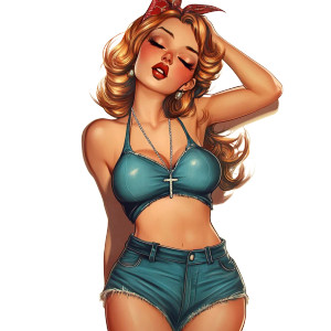 Pinup Girl Blue Jeans Vinyl Car Decal Sticker – Waterproof & UV-Resistant 4.0" Pinup Girl Blue Jeans Vinyl Car Decal Sticker – Waterproof & UV-Resistant 4.0"