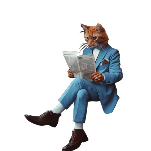 Red Cat Blue Suit Vinyl Car Decal Sticker – Waterproof & UV-Resistant 4.0"