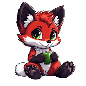Red Fox Cub Juice Vinyl Car Decal Sticker – Waterproof & UV-Resistant 4.0"