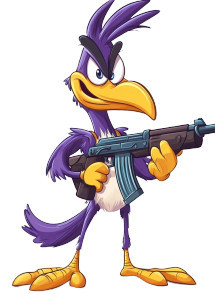 Road Runner Rifle Cartoon Vinyl Car Decal Sticker – Waterproof & UV-Resistant 4.0"