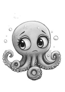 Sad Octopus Kids Drawing Vinyl Car Decal Sticker – Waterproof & UV-Resistant 4.0"