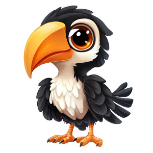 Safari Hornbill Chibi 2D Vinyl Car Decal Sticker – Waterproof & UV-Resistant 4.0"